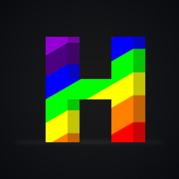 3D Letter H Rainbow Effect