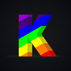 3D Letter K Rainbow Effect