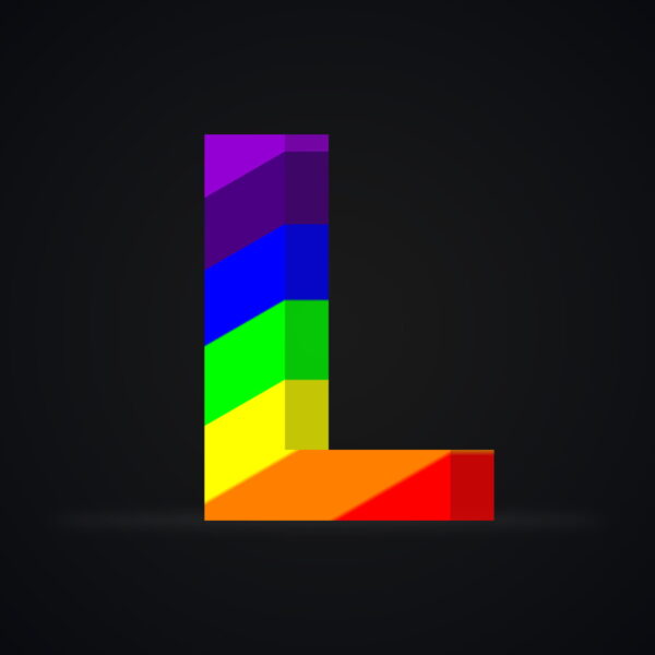 3D Letter L Rainbow Effect