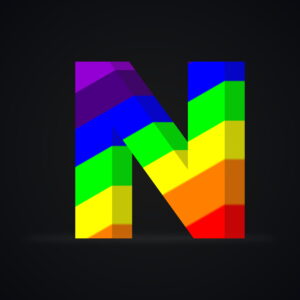3D Letter N Rainbow Effect