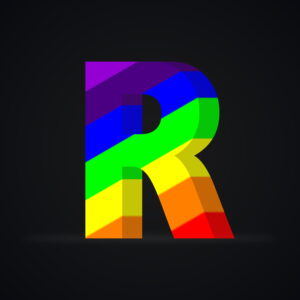 3D Letter R Rainbow Effect