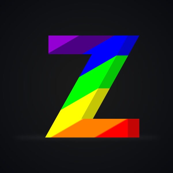 3D Letter Z Rainbow Effect