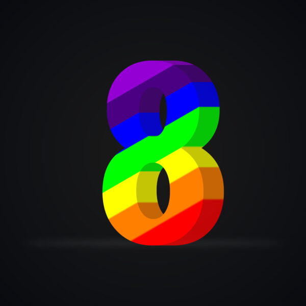 3D Number Eight Rainbow Effect