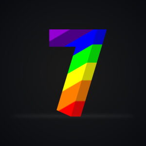 3D Number Seven Rainbow Effect