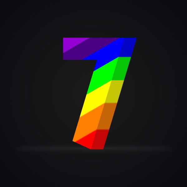 3D Number Seven Rainbow Effect