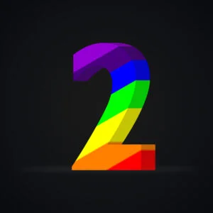 3D Number Two Rainbow Effect