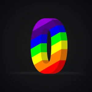 3D Number Zero Rainbow Effect