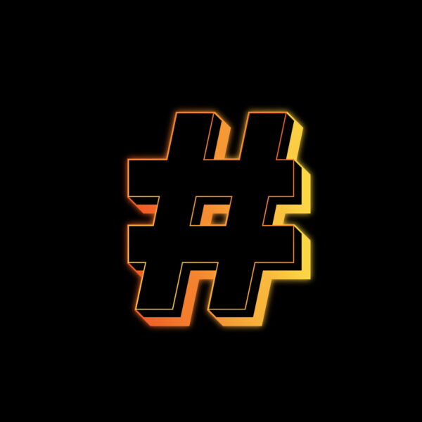 Hashtag Symbol Neon Glow Effect
