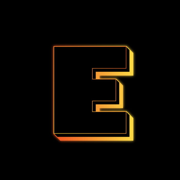 Letter E Neon Glow Effect