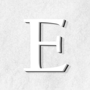 Letter E White Color Design