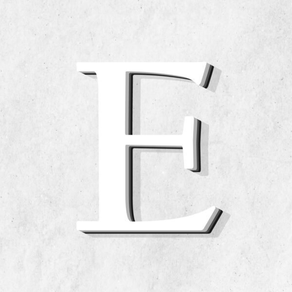 Letter E White Color Design