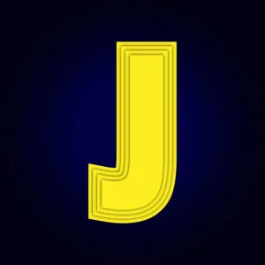 Letter J Yellow Layer Design