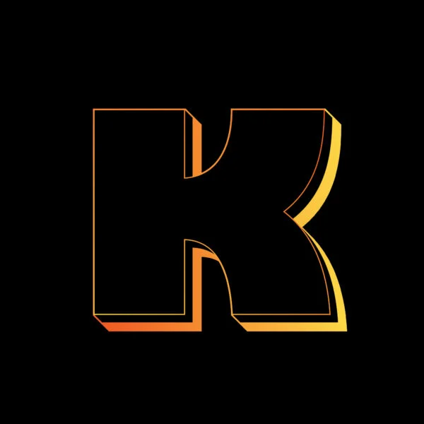 Letter K Neon Glow Effect