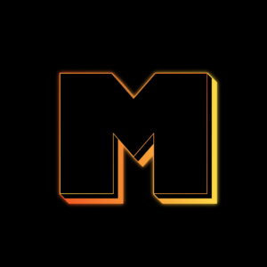 Letter M Neon Glow Effect