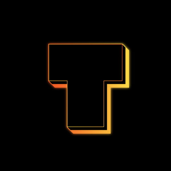 Letter T Neon Glow Effect