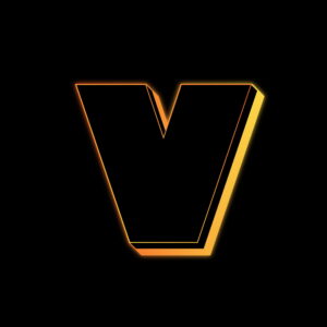 Letter V Neon Glow Effect
