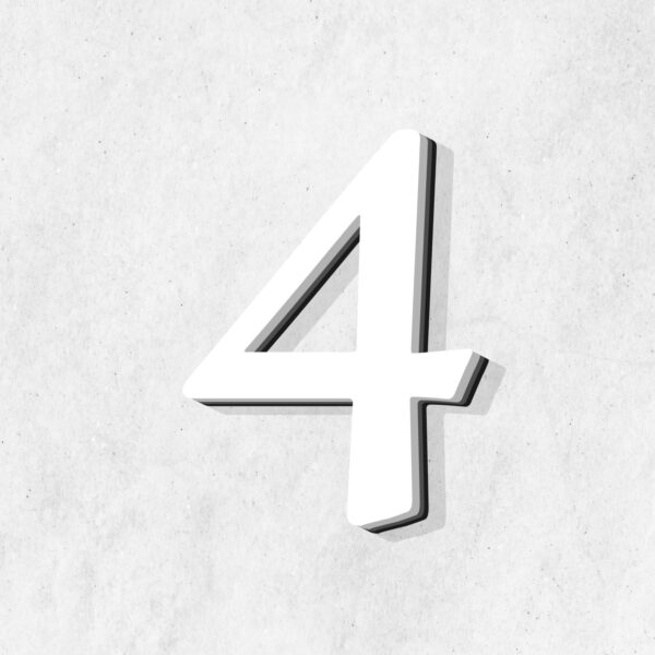 Number Four White Color Design
