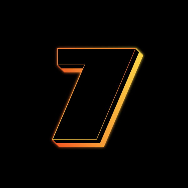 Number Seven Neon Glow Effect