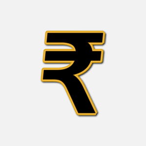 Rupee Symbol With Golden Border