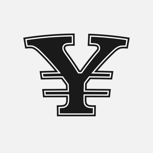 Yuan Symbol With Black Outline