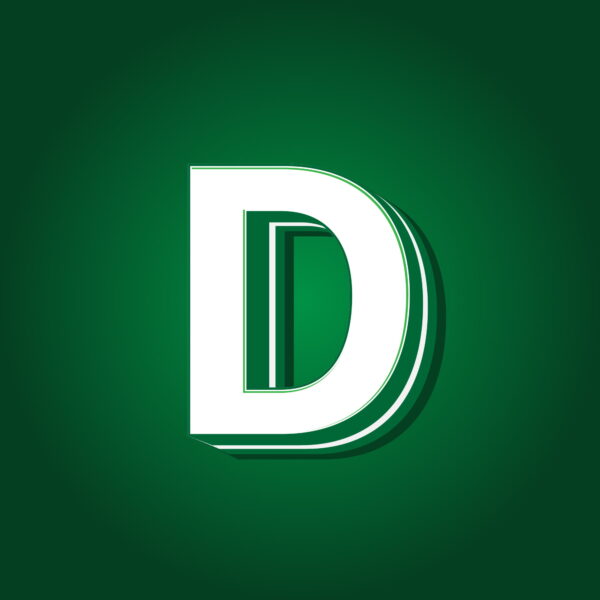 3D Letter D Green Color Design