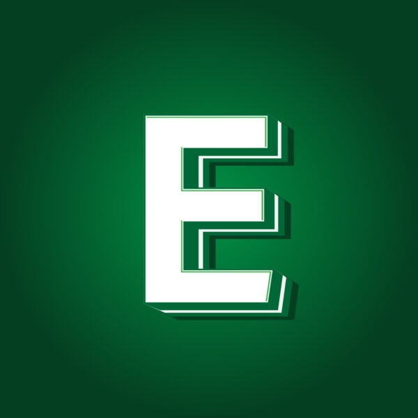 3D Letter E Green Color Design