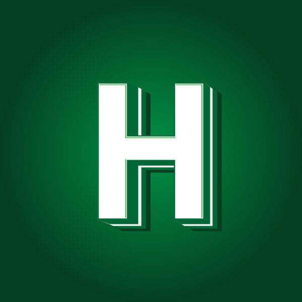 3D Letter H Green Color Design