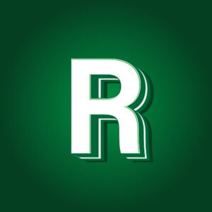 3D Letter R Green Color Design