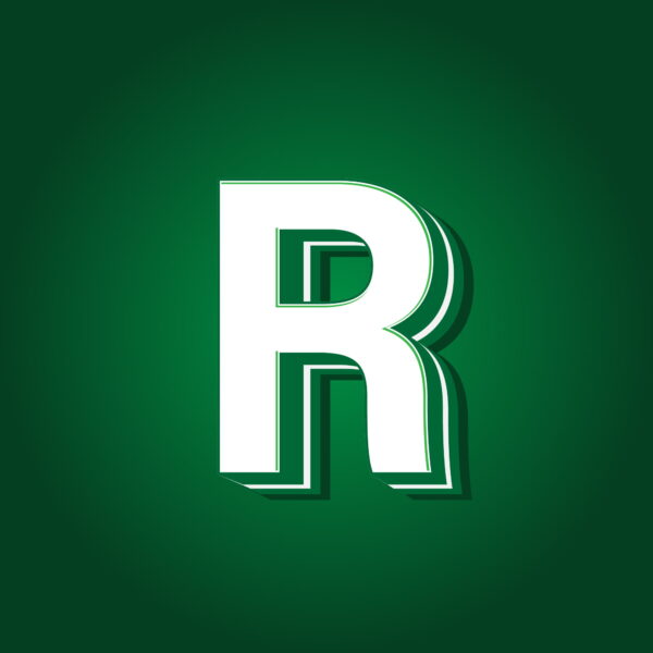 3D Letter R Green Color Design