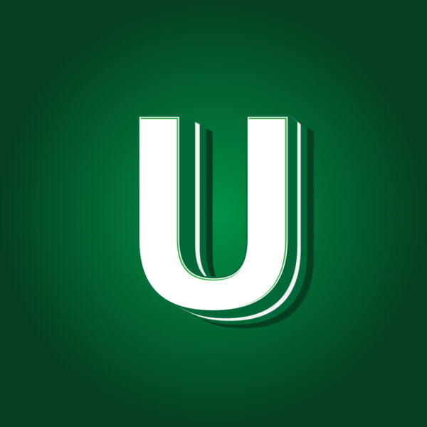 3D Letter U Green Color Design