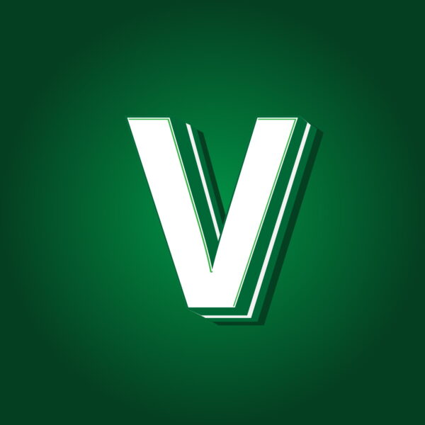 3D Letter V Green Color Design