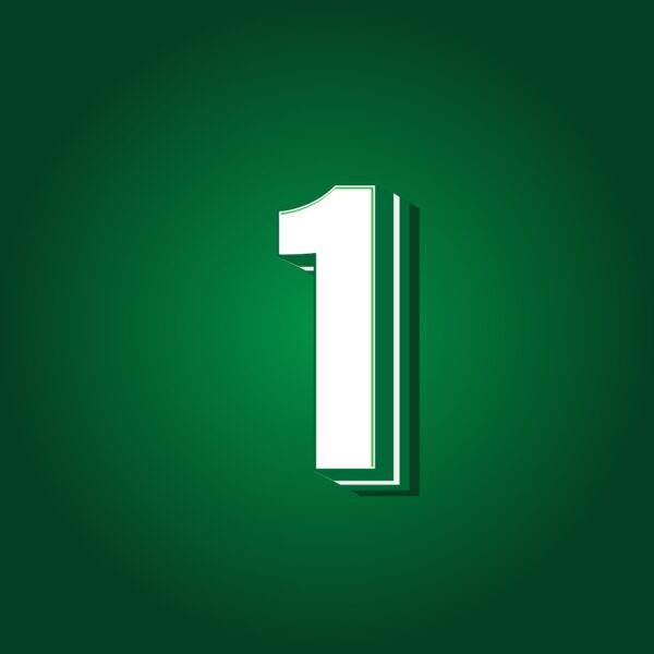 3D Number One Green Color Design
