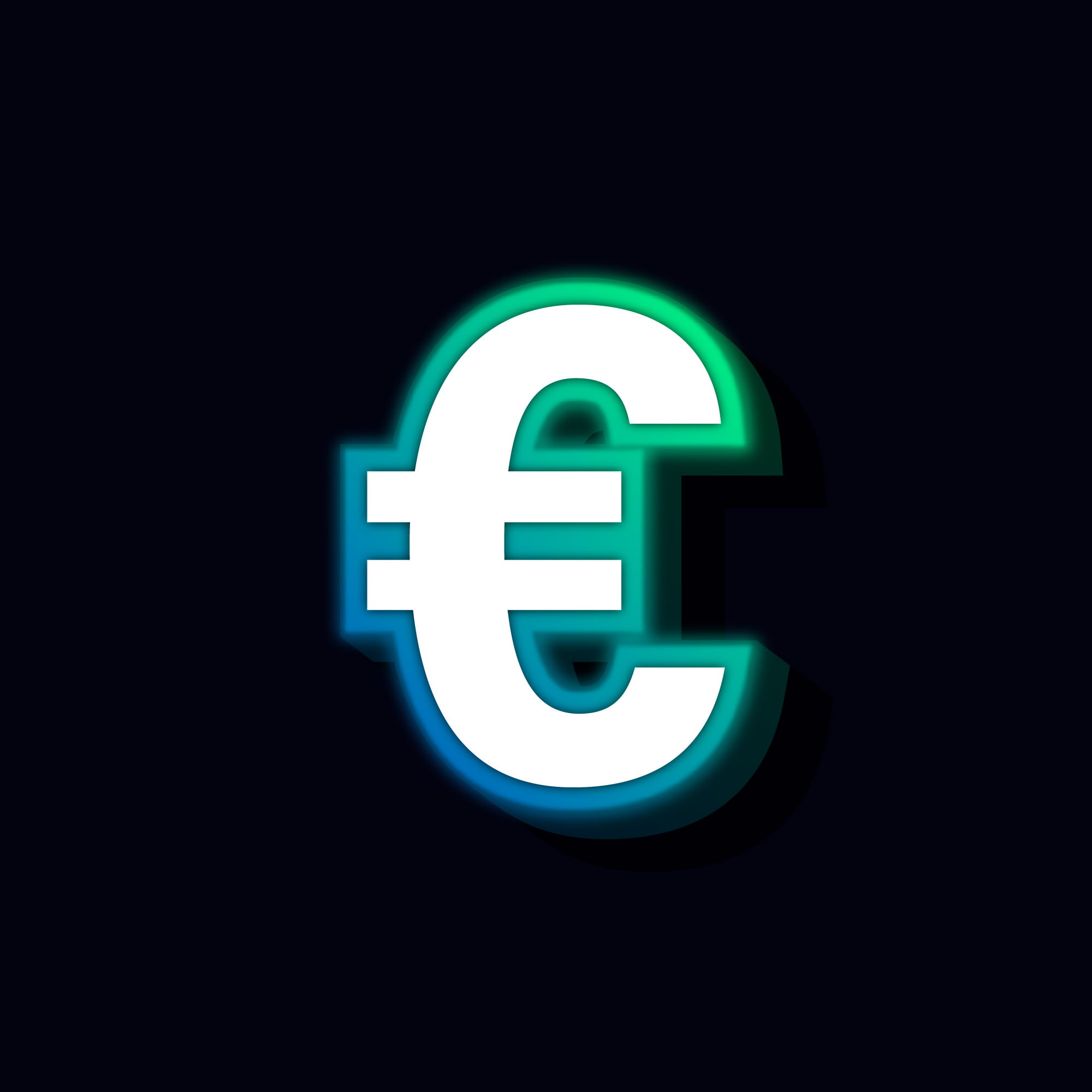 Euro Symbol Neon Glowing Design
