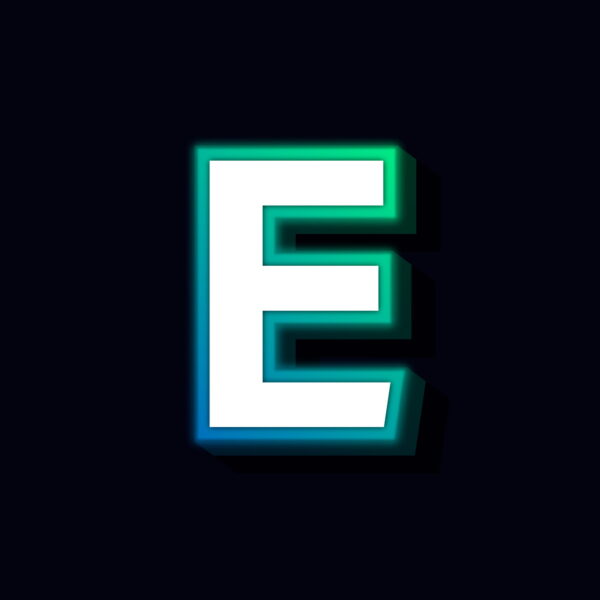 Letter E Neon Glowing Design