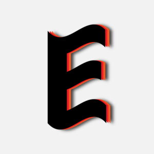 Letter E Tricolor Layer Design