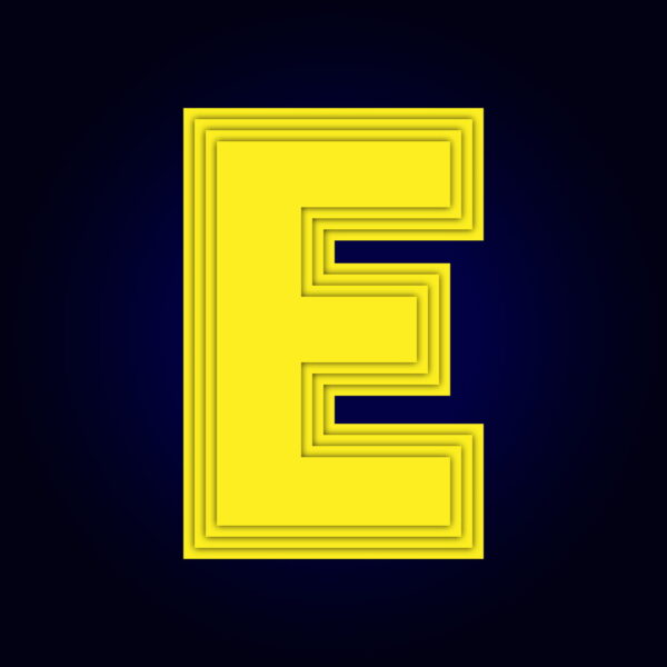 Letter E Yellow Layer Design