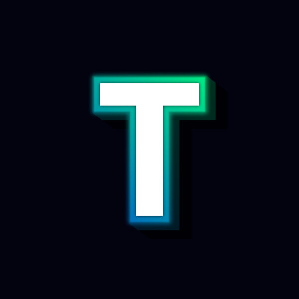 Letter T Neon Glowing Design