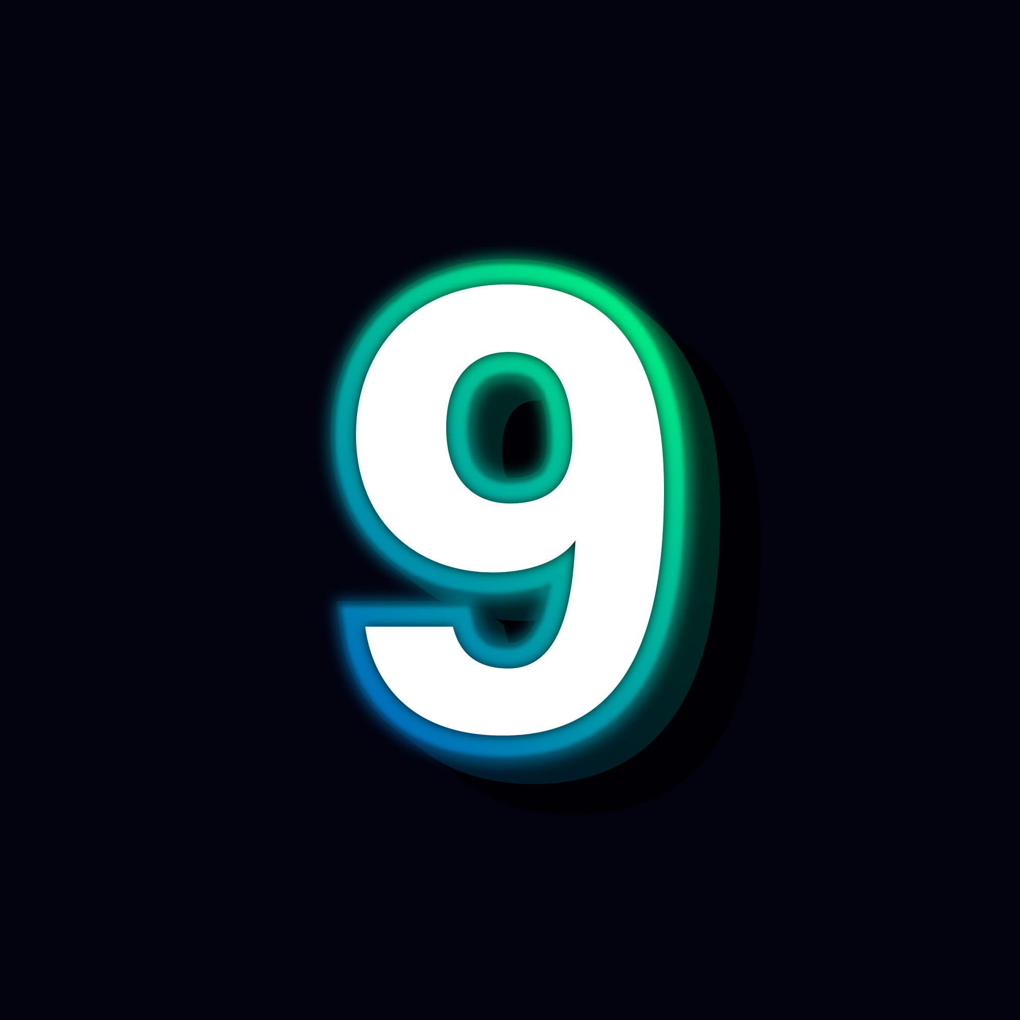 Number Nine Neon Glowing Design