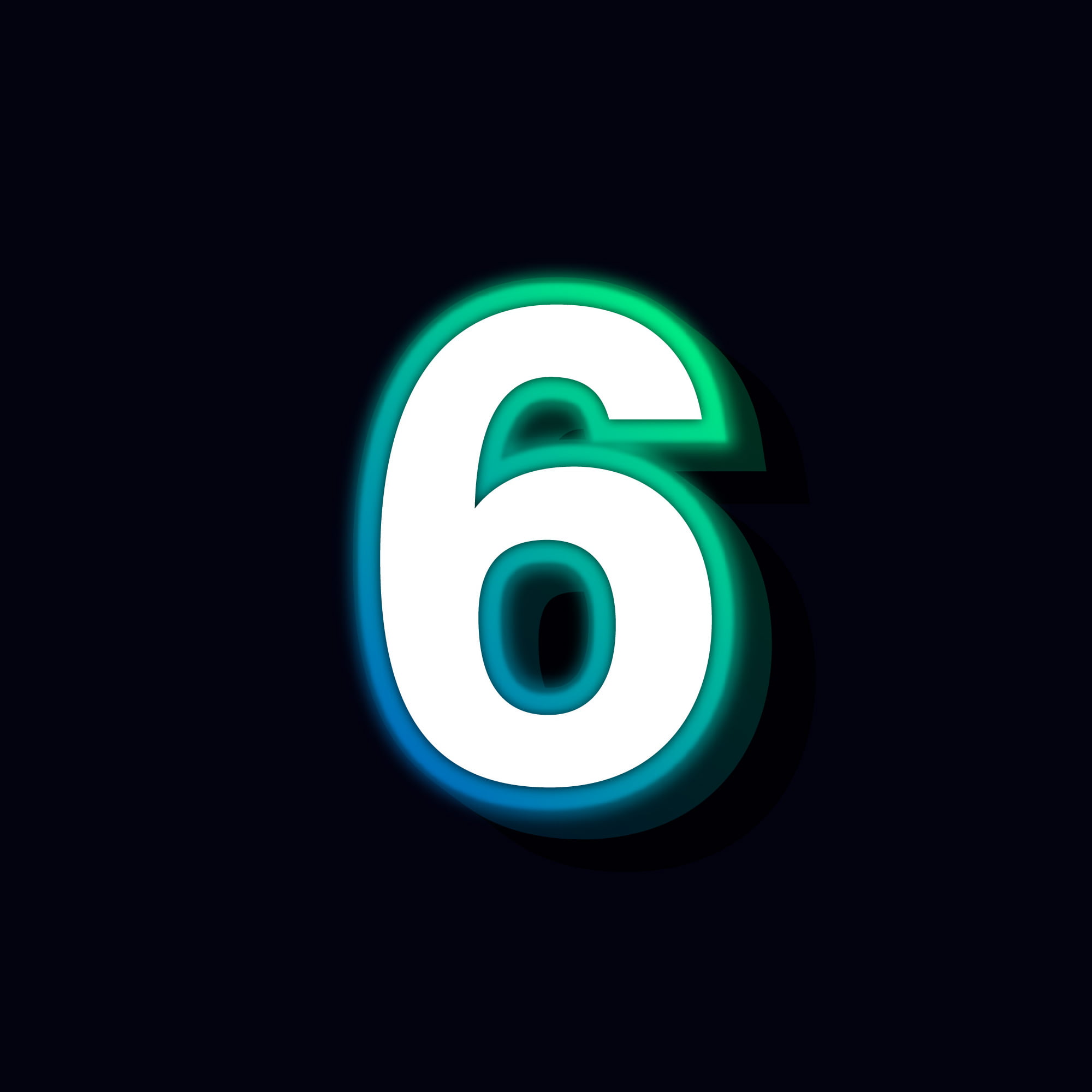 Number Six Neon Glowing Design