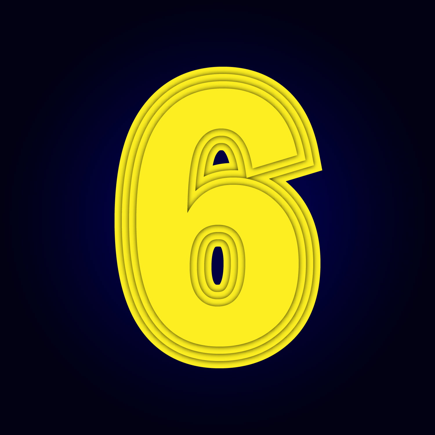 Number Six Yellow Layer Design