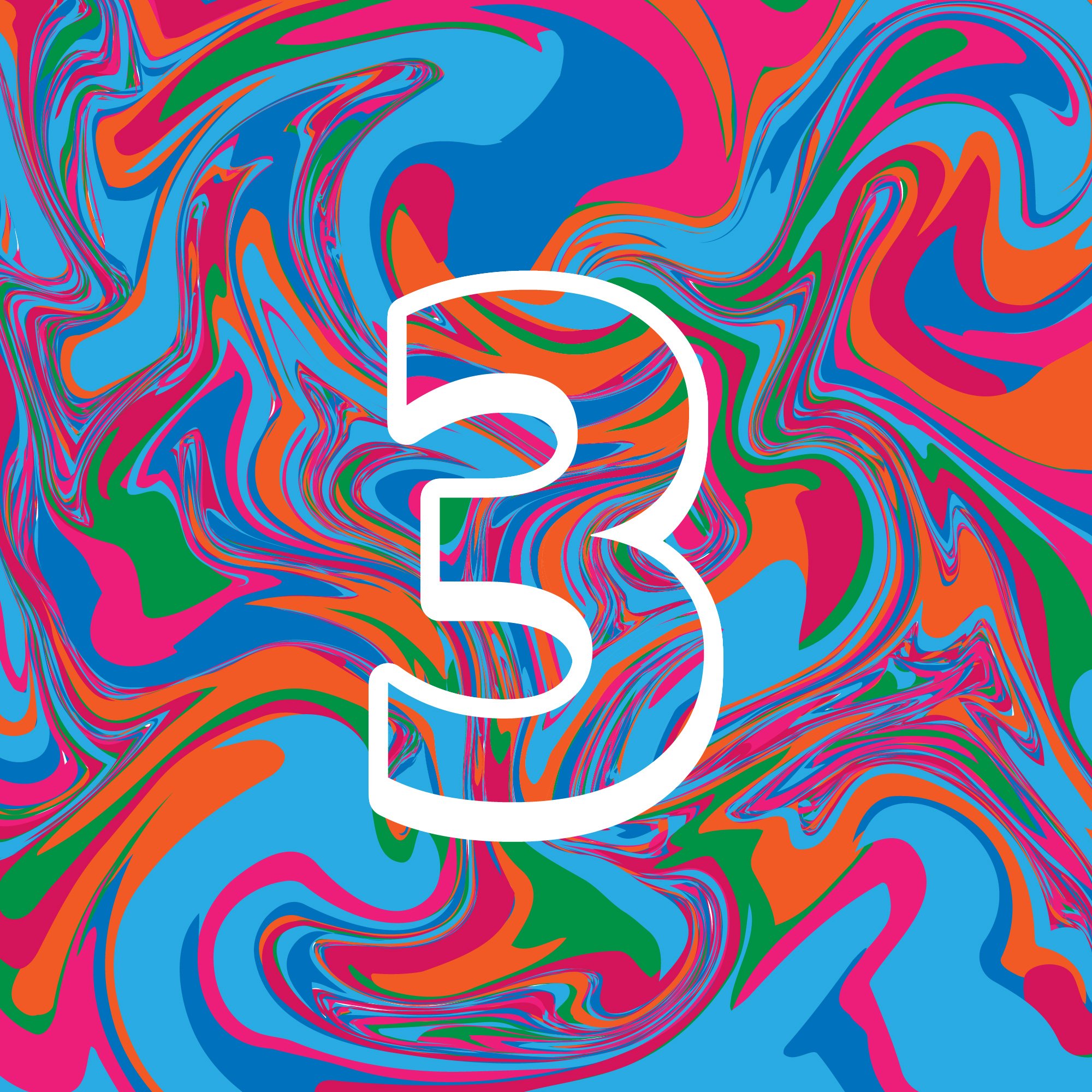 Number Three Colorful Design