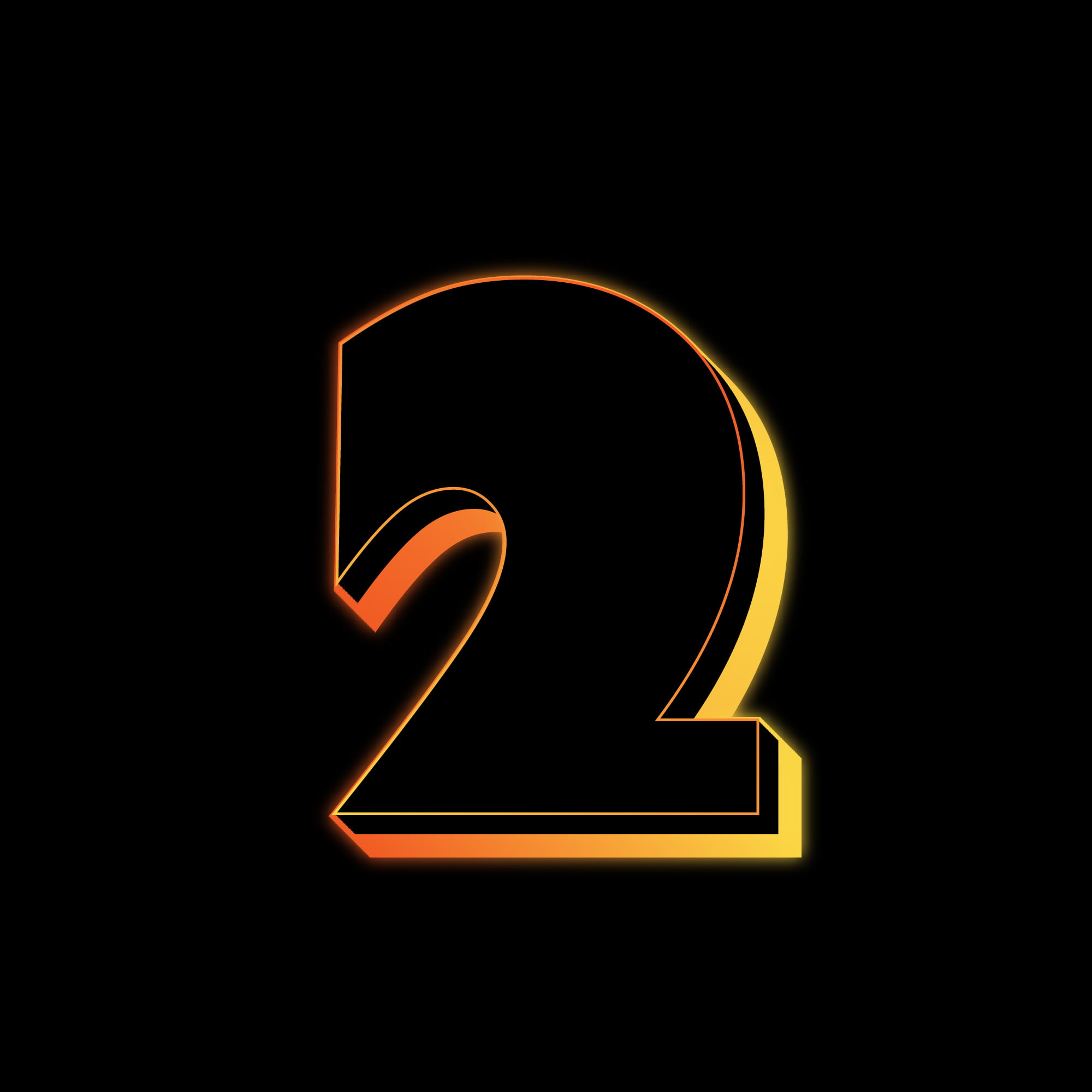 Number Two Neon Glow Effect