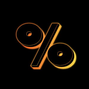 Percentage Symbol Neon Glow Effect