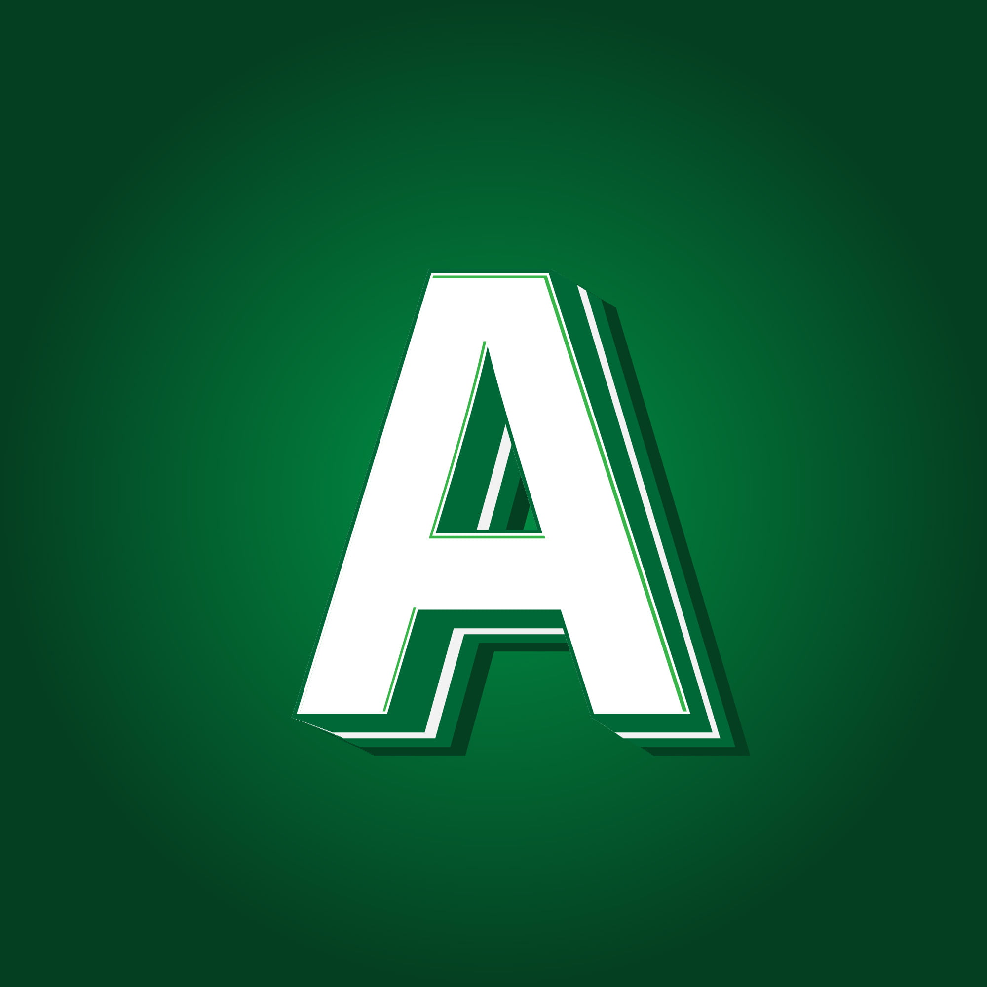 3D Letter A Green Color Design