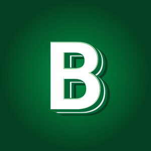 3D Letter B Green Color Design