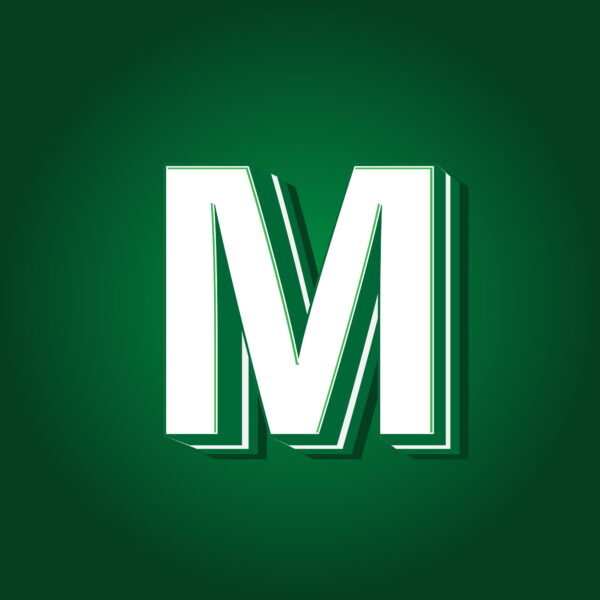3D Letter M Green Color Design