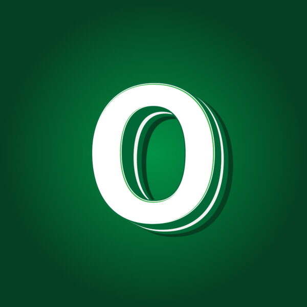 3D Letter O Green Color Design