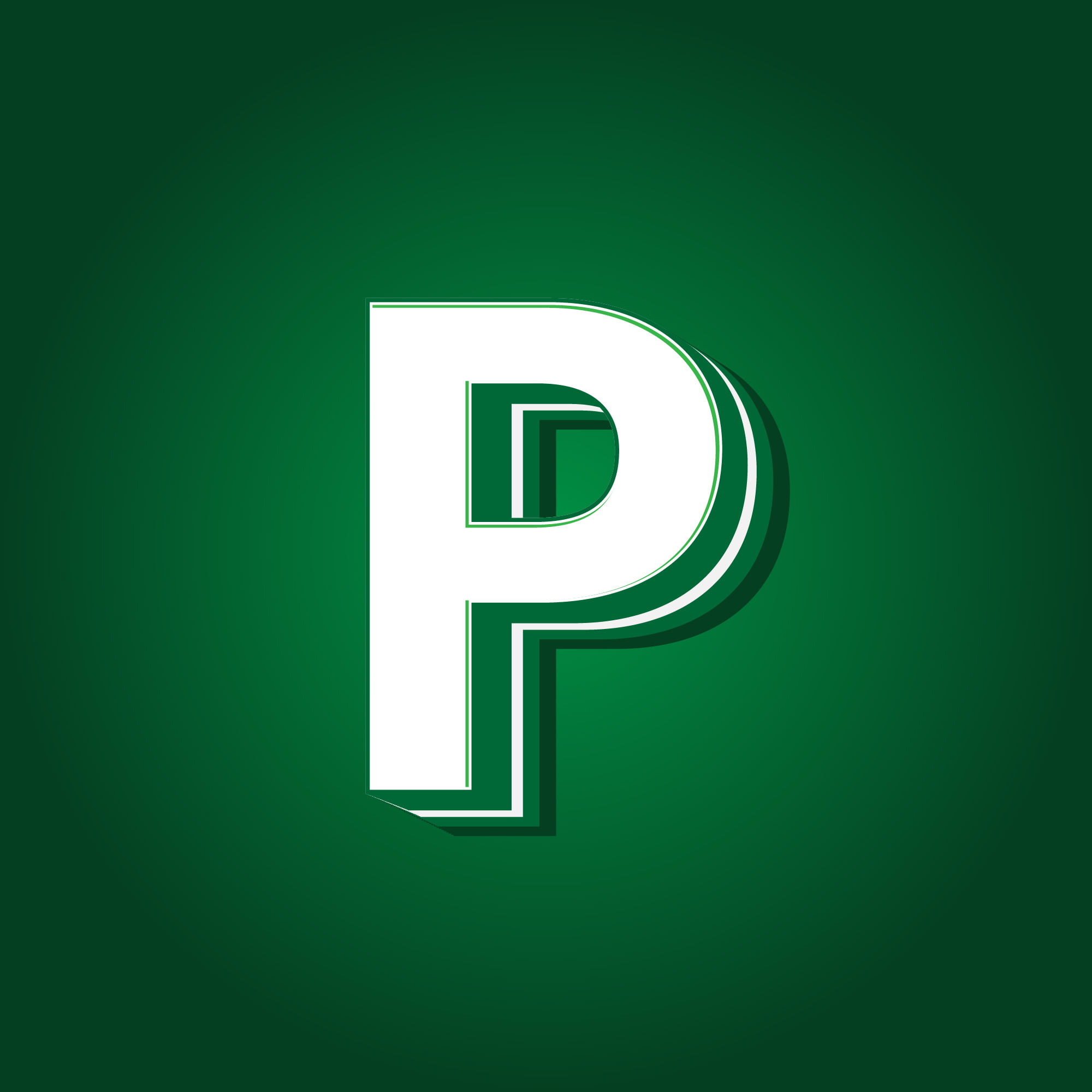 3D Letter P Green Color Design