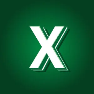3D Letter X Green Color Design