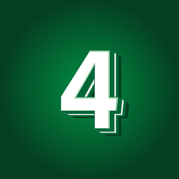 3D Number Four Green Color Design